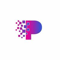 P Initial letter Digital Pixels Tech Logo Vector