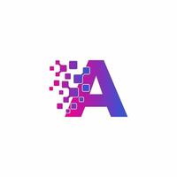 A Initial letter Digital Pixels Tech Logo Vector