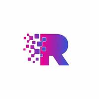 R Initial letter Digital Pixels Tech Logo Vector