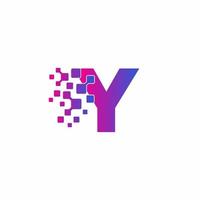 Y Initial letter Digital Pixels Tech Logo Vector