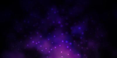 Dark Purple vector background with small and big stars