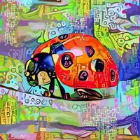 Impressionist Ladybug Portrait Painting vector