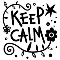 Keep Calm Floral Doodle Text vector