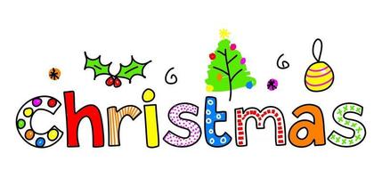 Christmas Doodle Text Expression vector