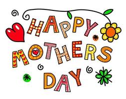 Happy Mothers Day Text Doodle vector