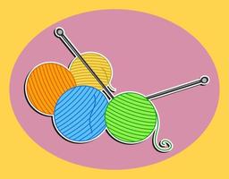 Knitting Needles and Wool Balls vector