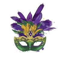 Carnival venetian mask from a splash of watercolor, colored drawing, realistic. Vector illustration of paints