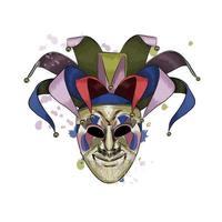 Carnival venetian mask from a splash of watercolor, colored drawing, realistic. Vector illustration of paints