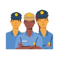 policía, hombres y mujeres, trabajador, vector, diseño vector