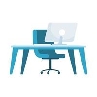 office desk with computer and chair vector design