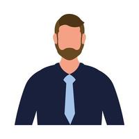 Hombre avatar aislado con diseño de vector de corbata y barba