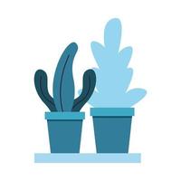 Isolated plants inside pots vector design