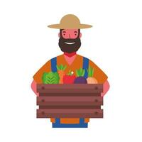 jardinero, hombre, trabajador, con, cesta, vector, diseño vector