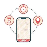 smartphone with delivery map and buy button vector design