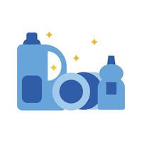 detergent bottles and plates vector design