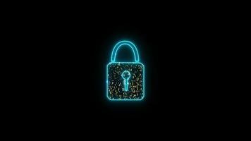 security digital lock social media icon paticle explosive gold dollar symbol motion technology big data and luxury gold numeric background on black screen video