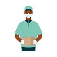 Delivery man with mask and box vector design