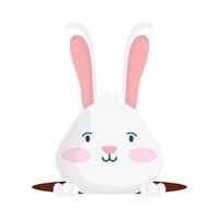 cute rabbit in hole happy easter character vector