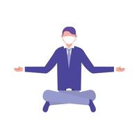 Man with medical mask vector design
