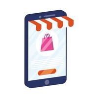 business online ecommerce with smartphone and parasol vector