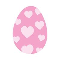 happy easter egg painted with hearts pattern vector