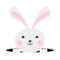 cute rabbit in hole happy easter character vector