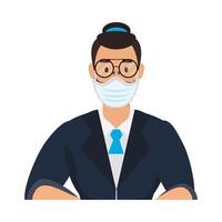 Man avatar with medical mask vector design