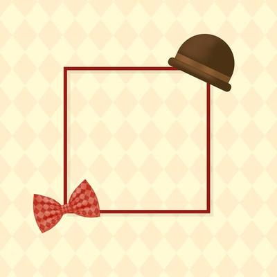 hat with bowtie around frame of fathers day vector design