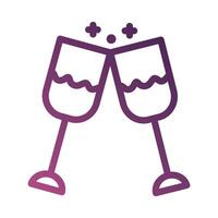 wine cups toast line degradient style icon vector