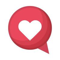 bocadillo de diálogo con corazón icono de redes sociales vector