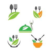 Vegetarian food logo images vector