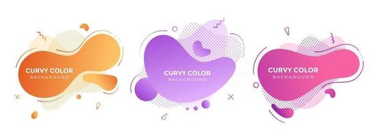 Modern liquid abstract element graphic gradient flat style design fluid vector colorful illustration set