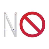 no tobacco sign with cigarettes and no circle vector