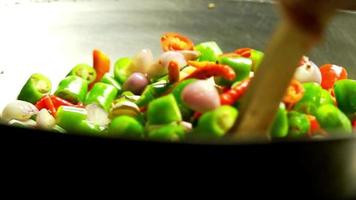 Cook in kitchen cooking delicious, steam, healthy food, diet, vegetarian food video footage