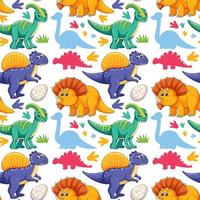 Seamless pattern with cute dinosaurs on white background vector