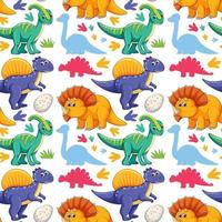 Seamless pattern with cute dinosaurs on white background vector