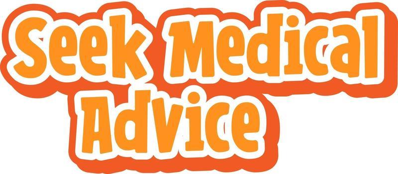 Seek Medical Advice font in cartoon style isolated on white background