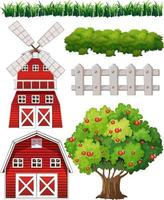 Farm element set isolated on white background vector