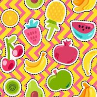 Fruits on zig zag background seamless pattern vector