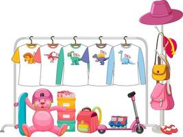 Isolated clothes on the rack display vector