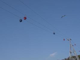 teleférico bajo la bahía de la ciudad de yeosu. Corea del Sur foto