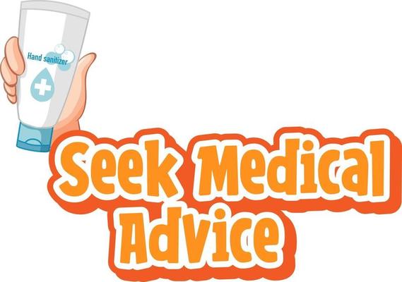 Seek Medical Advice font in cartoon style isolated on white background