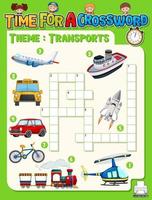 Crossword puzzle game template about transportation vector