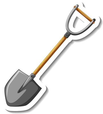 Sticker template with a shovel gardening tool isolated