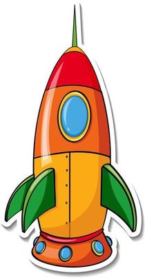 A sticker template with Rocket Space Cartoon isolated