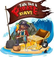 Talk like a pirate day font with Captain Hook On The Island vector