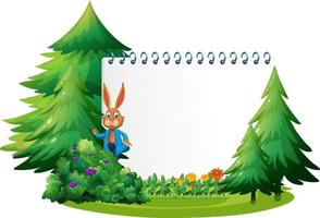 Blank banner in the garden with a rabbit isolated vector