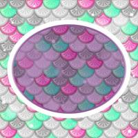 Oval frame template on colourful fish scales background vector