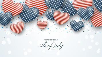 Realistic 4th of july independence day balloons background vector