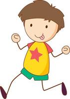 Cute boy cartoon character in hand drawn doodle style isolate vector